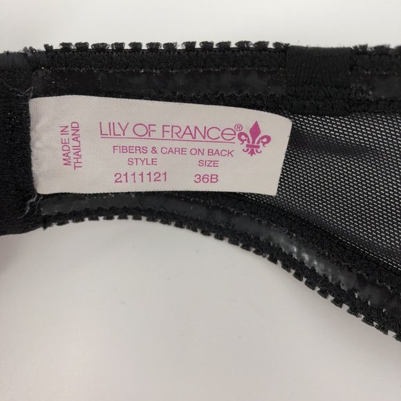 Lily Of France Gel Touch Push Up Strapless Bra Underwire Womens 36B Black - Picture 8 of 9